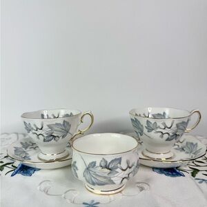 Royal Albert Silver Maple Tea Cups and Saucers and Sugar Bowl England